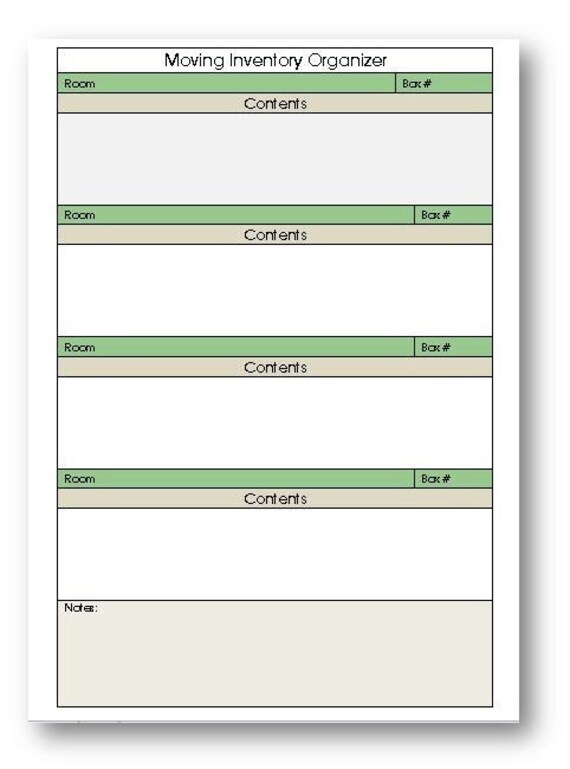 Moving Organizer Form / Digital / Printable by ataglancegraphics