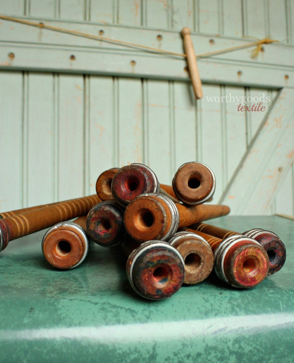 1 Wood Spool Antique Industrial Wooden Textile Bobbin Yarn   Il Fullxfull.330802563 