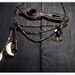LUCIAN'S CASTLE. Steampunk Huge Escutcheon, Antique Skeleton Key, Coyote Fang, Jasper, Crystal and Bat Necklace OOAK Dracula Inspired