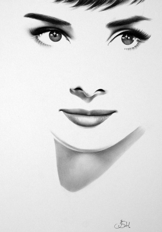 Audrey Hepburn Original Pencil Drawing Fine Art Portrait