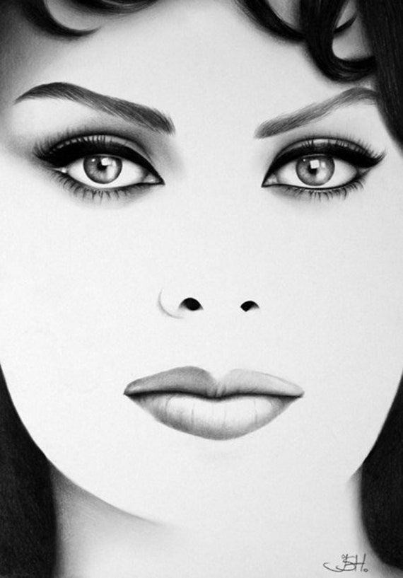 Sophia Loren Pencil Drawing Fine Art Print Signed by Artist