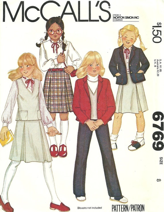 Items similar to Vintage Girls School Uniform Pattern McCalls 6769 on Etsy