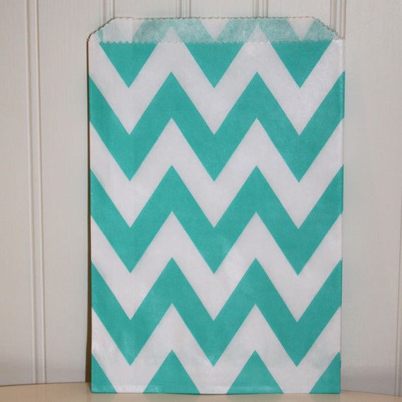 Paper Bags, 24 Aqua Chevron Party Favor Bags,Treat Bags, Paper Candy Bag, Birthday Party Favor, Party Favor Bag, Spa, Wedding Favors, Treats Il_570xn