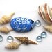 Painted rock stone art blue fish magnet