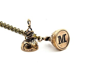 Custom Wax Seal Necklace by Gwen Delicious Jewelry - Usable Seal Stamp