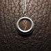 Vintage Typewriter Key Pendant Necklace Charm - Black Silver Rim Glass Top - AND and Number 7 GDJ