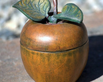 Handmade Leather Apple Container
