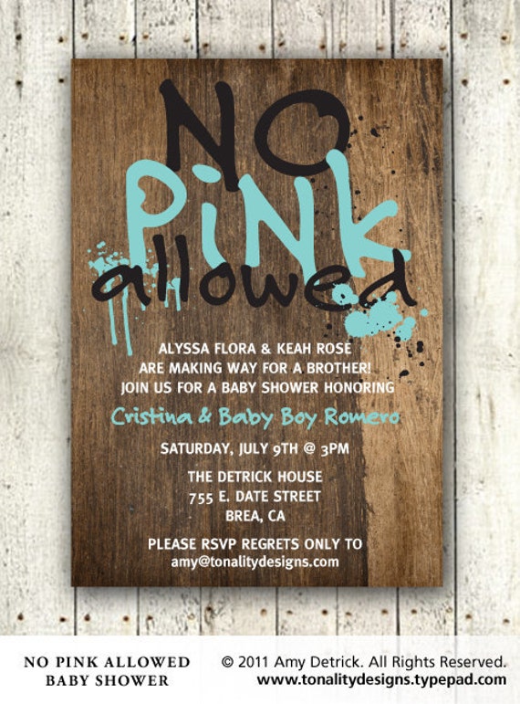 Baby Boy Baby Shower Invitation: No Pink Allowed DIY Printable PDF 