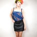 SALE 80s Ikat Print Blue Striped Babydoll Summer Tank Top (M/L)