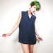 80s Navy Silk Slouchy Minimalist Blouse (L/XL)
