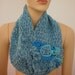 Blue and Turquoise Crochet Scarf-neck warmer-Infinity Scarf - Cowl Circle Scarf