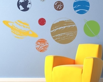 Planet Wall Decal Set - Solar System Sticker Wall Decor - Children Wall Decals