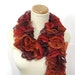 Sunset Orange Scarf. Ruffle Scarf, Fall Accessory, Hand Knit Scarf, Knit Scarf, Womens Scarf, Fiber Art