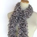 Animal Print Hand Knit Ruffled Scarf - Brown White