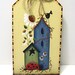 Birdhouses, Lady Bug, Daisies, Crow, Handpainted, Large Wood Tag, Wall Art or Shelf Sitter