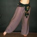 Belly Dance Costume, Harem Pants, Gypsy or Tribal Dance Pants, Striped Olive Green and Lavender Glitter Knit