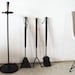 RESERVED for shjordan21 - SALE Mid Century Modern Fireplace Tools Set , Iron Walnut - Eames Nelson Era 1950s