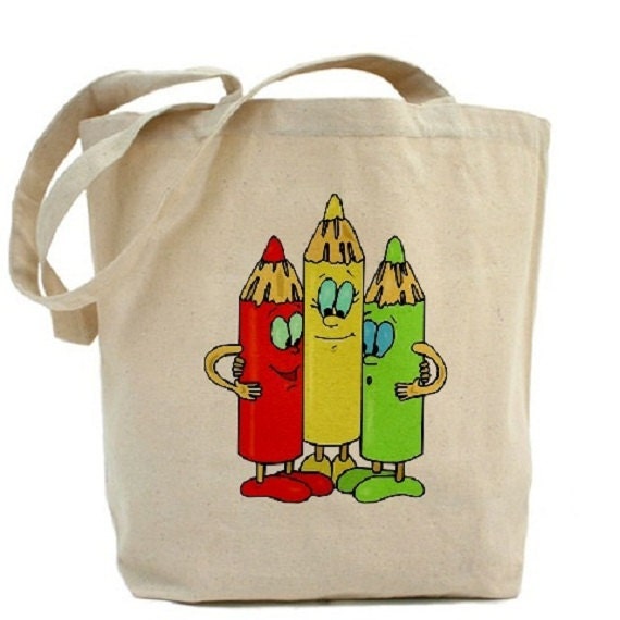 Children's Tote - Crayons - Cotton Canvas Tote Bag - Gift Bags