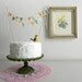Spring Yellow and Grass Green Floral Polka dot Fabric Bunting Cake Topper Decoration / Romantic Garden Wedding