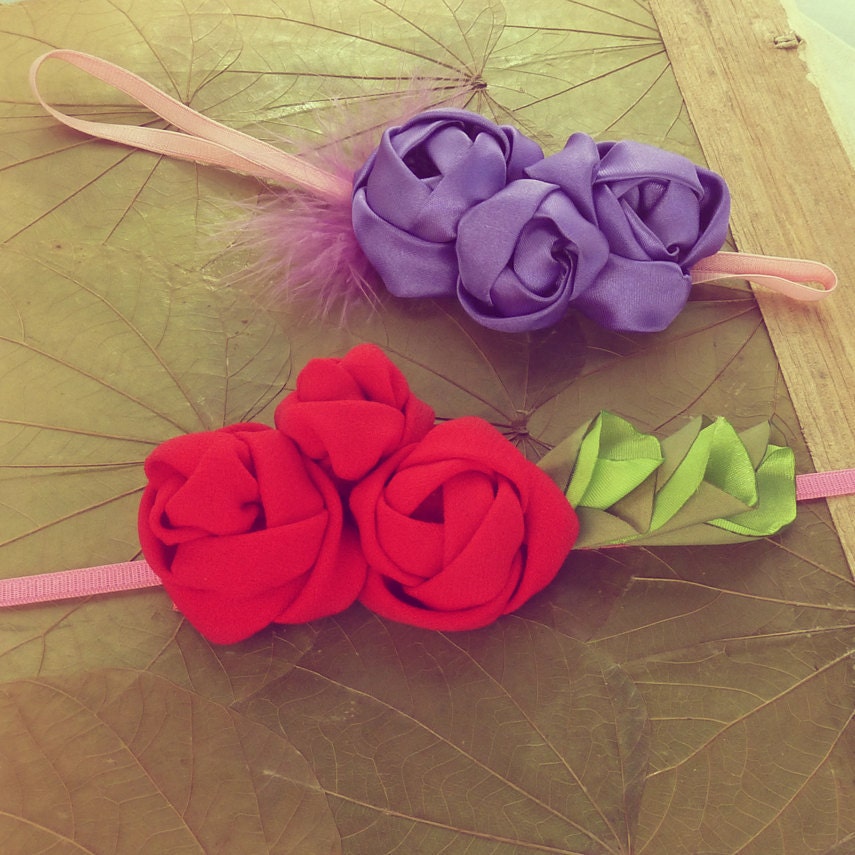 Fabric Flowers Headband Tutorial Roses Pattern PDF sewing