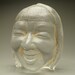 Cast Glass Face Sculpture, Uncontrollable Laughter, Clear Woman's Head