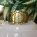 Vintage 70's Wide Brass Cuff Bracelet Handcrafted With Center Etched Design Plate