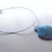 Shabby Chic PORCELAIN, Large Blue Shell Necklace, Gift Beach Nautical Jewelry Pendant and Stainless Cable minimalist