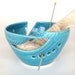 Ceramic Yarn Bowl Robin's egg turquoise, BlueRoomPottery Crochet KNITTING bowl twisted leaves Organizer Handmade by Marietta - IN STOCK