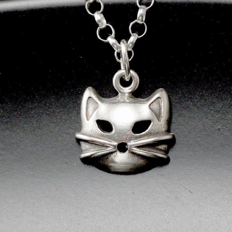 sterling silver cat necklace cat jewelry siamese cat retro