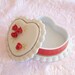 Vintage LEFTON Red Heart Shape TRINKET BOX Lidded Porcelain Hand Painted Perfect for Valentines Day