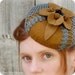 Golden Retro Mini Pillbox Fascinator Hat