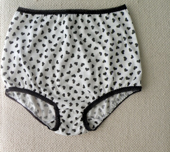 High waist panties Retro underwear with black hearts print