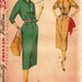 1950s Slim Dress with Stand Up Collar - Vintage Sewing Pattern Simplicity 4807 - 32 Bust UNCUT