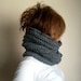 Chunky Hand Knitted Cowl Hood Scarf , Gray