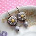 Daisy Earrings Pastel Grey Dangle Earrings Sunflower Earrings Pastel Jewelry Dangle Flower Earrings Sunflower Jewelry Drop Earrings