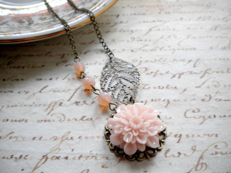 Pink Bridesmaid Necklace Pastel Pink Wedding Jewelry Pink