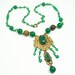 Art Deco Czech Jade Glass Gilt Necklace