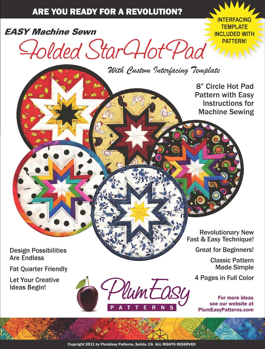 ROUND Machine Sewn Folded Star Hot Pad PATTERN