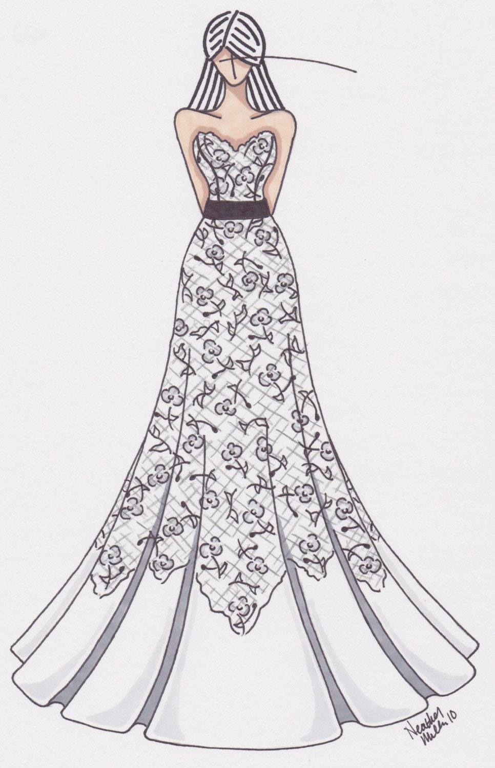 Cute Gown Sketch Drawing for Beginner