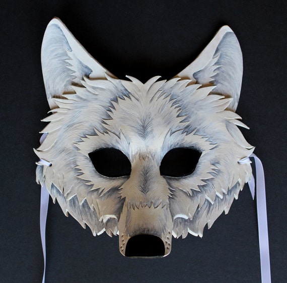 Items similar to White Wolf Mask - MADE TO ORDER Leather Mask on Etsy
