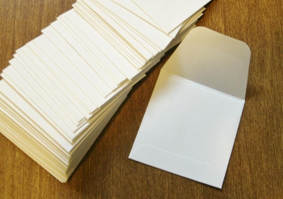 White mini envelopes set of 50 two inch square envelopes