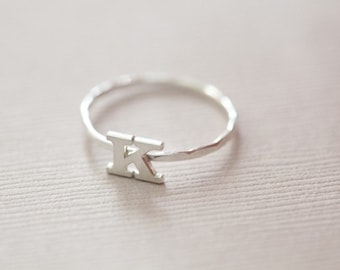 stackable initial ring, monogram ring, dainty ring - sterling silver