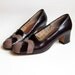Vintage 1960s Mod Shoes / Brown & Taupe Leather Stacked Heel Shoes Unworn New Deadstock / Size 9 or 9.5