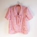 Vintage 1960s Blouse / Pale Peach Polka Dot PUSSY BOW Blouse Size Large or XL