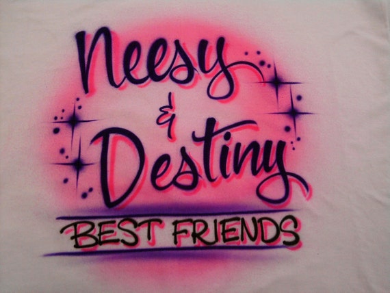 Airbrushed Bestie Shirt Best Friend with Names size S M L XL