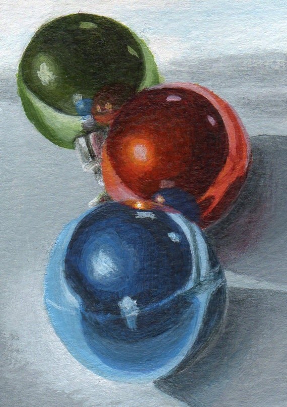 aceo still life acrylic painting of christmas ornaments aceo still life acrylic painting of christmas ornaments