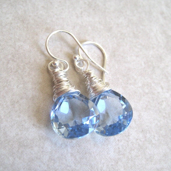 Sapphire Earrings, Ceylon Blue Quartz, Sterling Silver, September ...