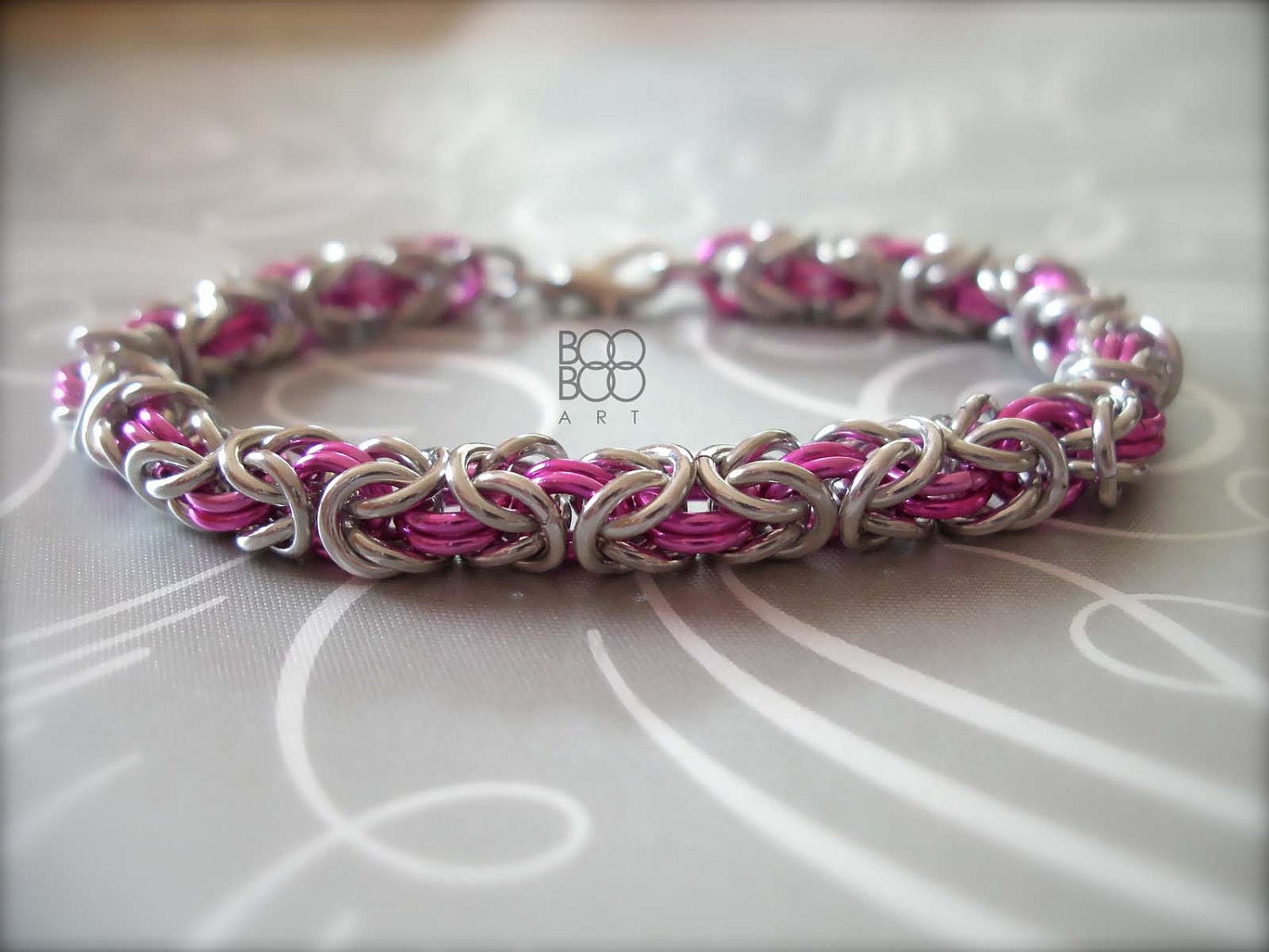 Chainmail Bracelet Byzantine Chainmail Bracelet Pink