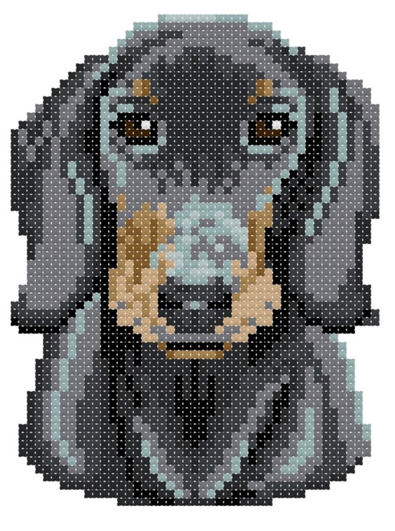 Black & Tan Dachshund counted cross-stitch chart