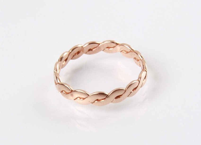 Rose Gold Slim Braided Infinity Ring plaited ring by meydalle